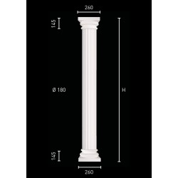 Column with grooved pillar and identical pedestal and capital